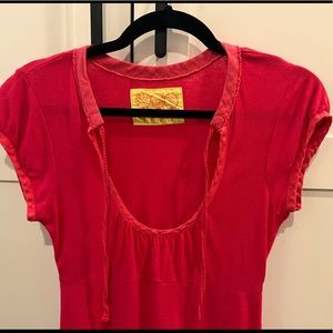 FREE PEOPLE PINK SCOOP NECK TOP SIZE SMALL